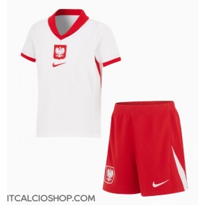Polonia Prima Maglia Bambino Europei 2024 Manica Corta (+ Pantaloni corti)